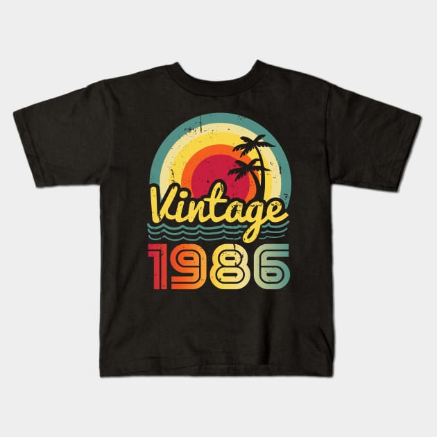 Vintage 1986 Made in 1986 37th birthday 37 years old Gift Kids T-Shirt by Winter Magical Forest